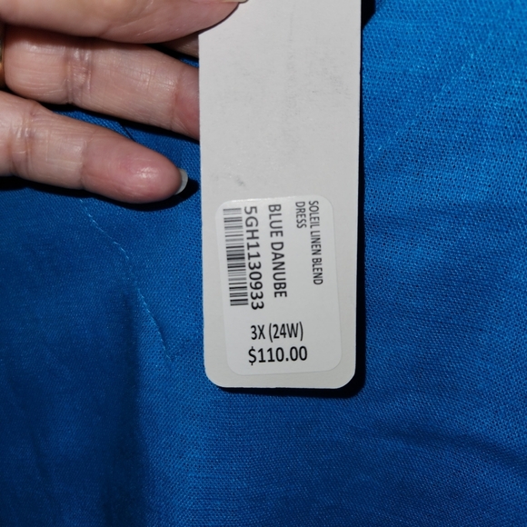 Soft Surroundings NWT Soleil Linen Blend Dress Blue V-Neck Mini Dress 3X - Picture 5 of 6